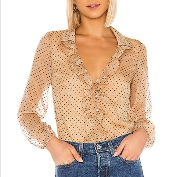 MAJORELLE Tops - Majorelle Marina Top Nude Dot Blouse Sz Small